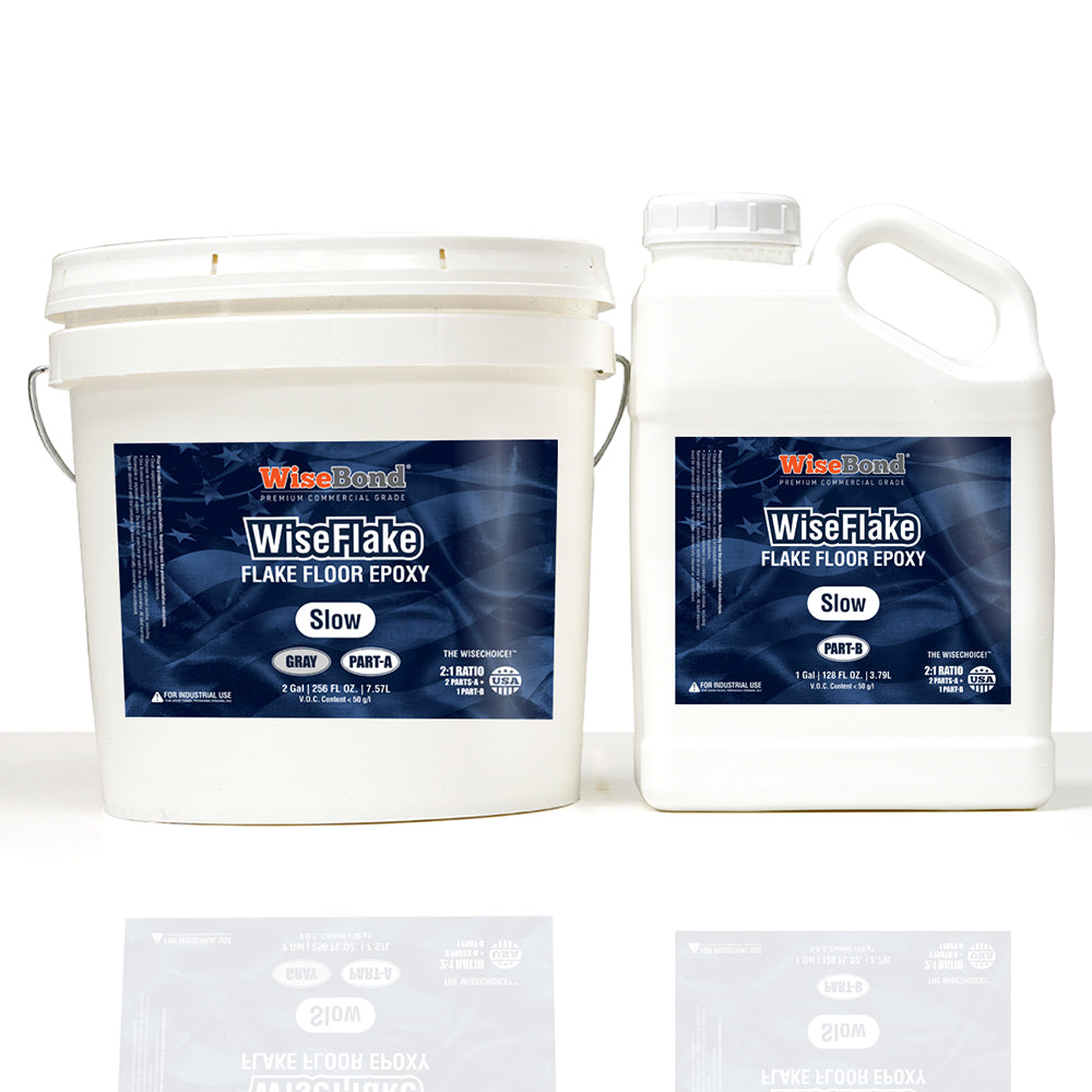 WiseFlake Flake Floor Epoxy Resin A&B, Light Gray, 3-Gal Kit
