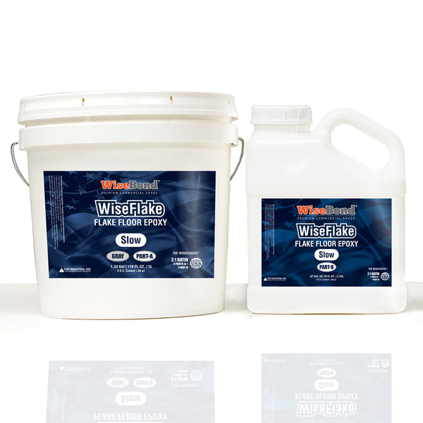 WiseFlake Flake Floor Epoxy Resin A&B, Light Gray, 2-Gal Kit